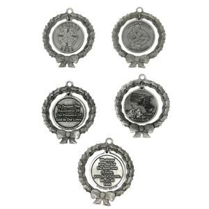 VTG Lot St. Vincent de Paul Catholic Church Pewter 5 Christmas Ornaments 2.5"